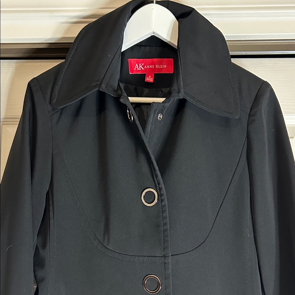 Anne Klein Women's Elegant Black Trench Coat Size Small - Picture 2 of 10